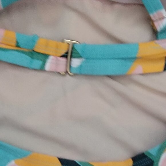 Kona Sol Criss Cross Back One Piece Tropical Leaf Print Swimsuit - Picture 12 of 15